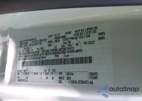 2013 Ford E-250 Commercial from USA, damaged, VIN 1FTNE2EW2DDA57895